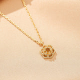 Collier Citrine Hexagonal – Argent Plaqué Or - Biloria