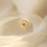 Collier Citrine : Pendentif Cristal Doré, Argent Plaqué Or - Biloria