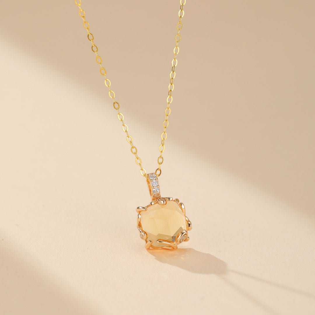 Collier Citrine Rayon de Miel en Argent Plaqué Or - Biloria