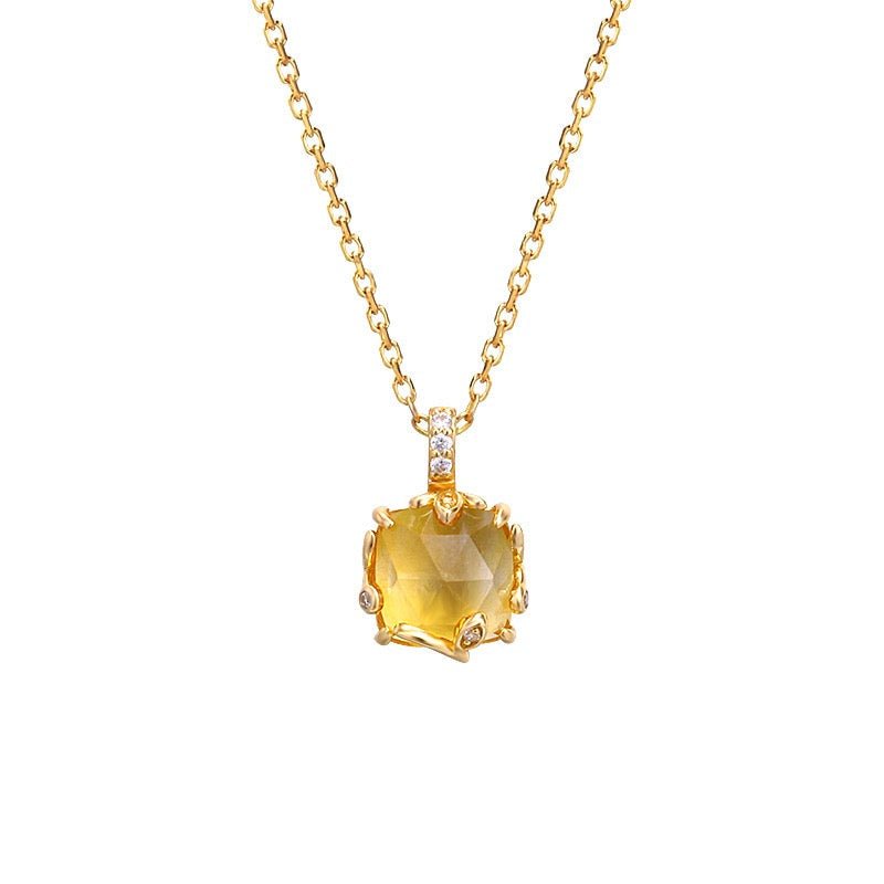 Collier Citrine Rayon de Miel en Argent Plaqué Or - Biloria