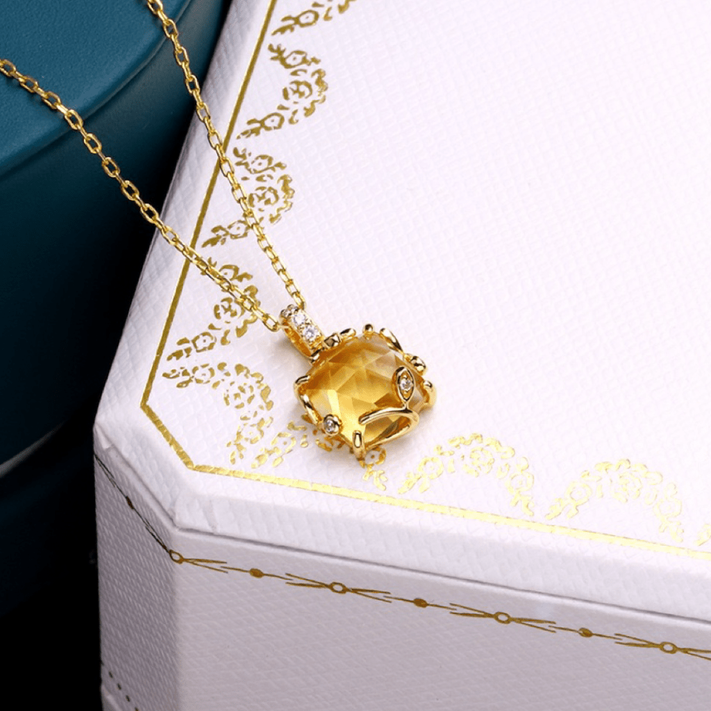 Collier Citrine Rayon de Miel en Argent Plaqué Or - Biloria