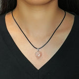 Collier Cœur en Quartz Rose pour le Télétravail - Biloria