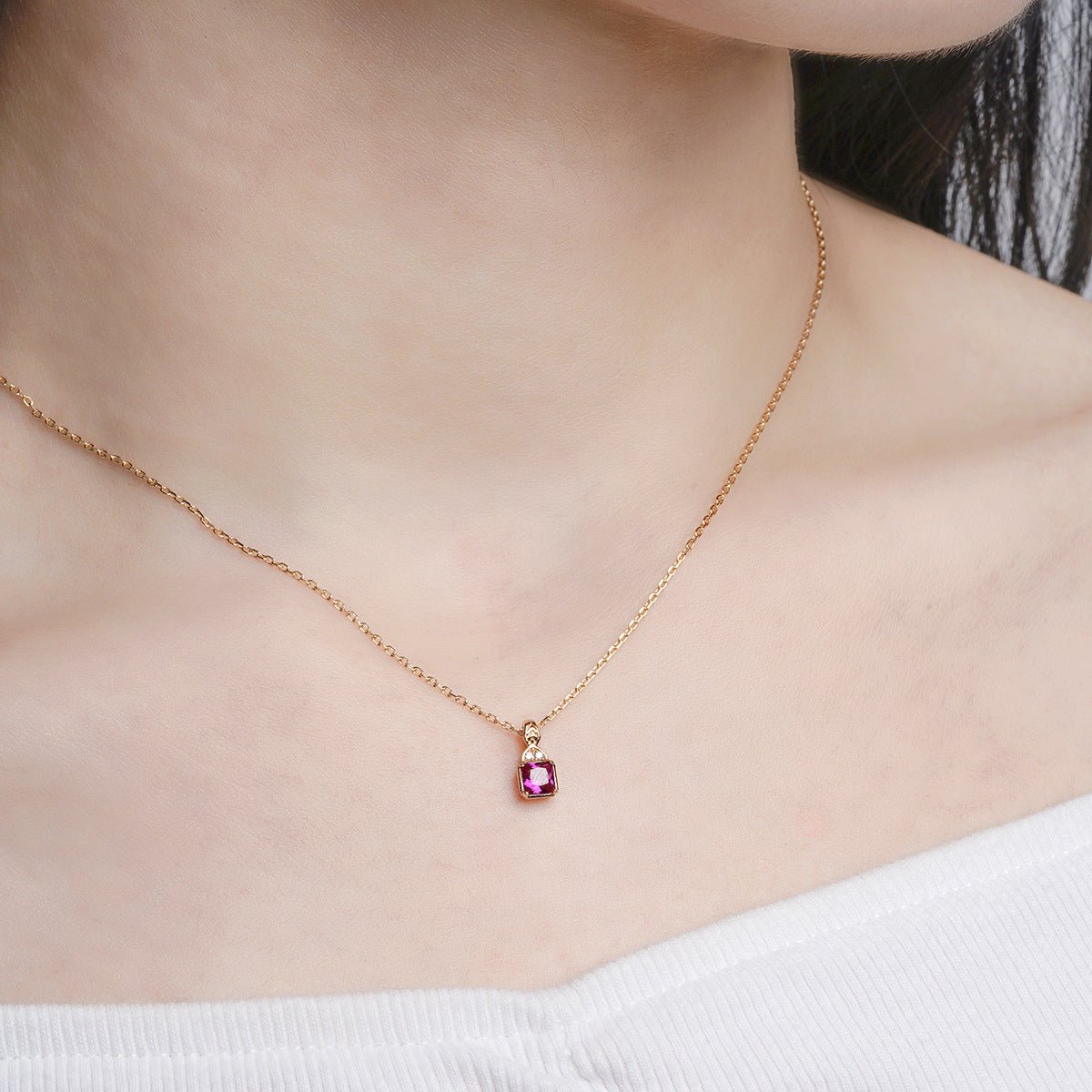 Collier Cornaline et Zircon, Argent Plaqué Or 40 cm - Biloria