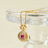 Collier Cornaline Zircon – Pendentif Flamme Argent Plaqué Or - Biloria