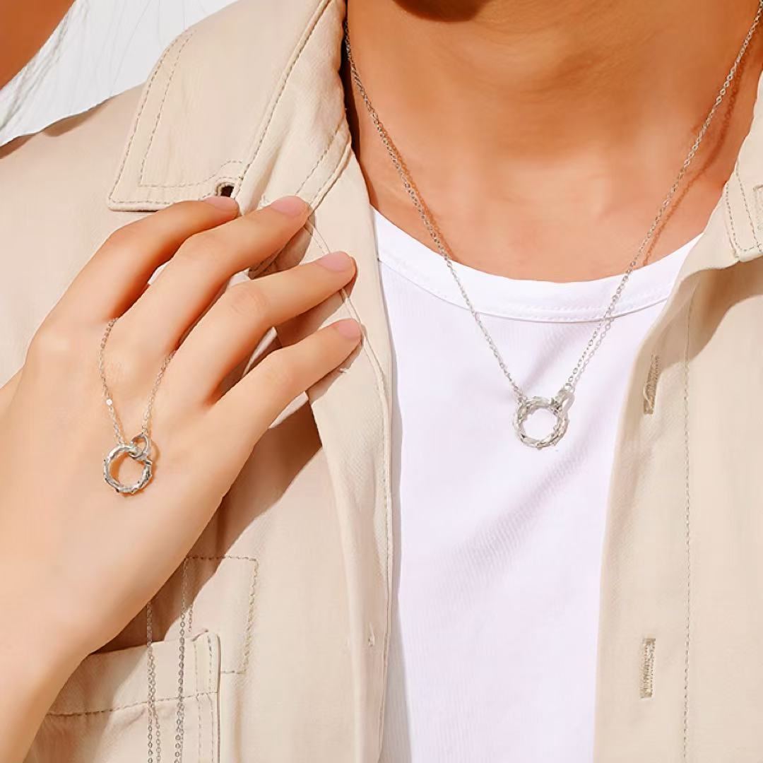 Collier Couple Lien Brut Argent 925 - Biloria