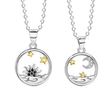 Collier Couple Soleil et Lune Étoilés en Argent 925 - Biloria
