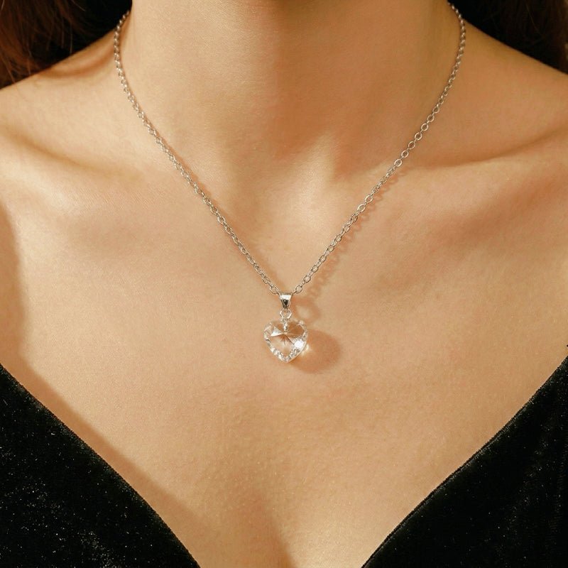 Collier Cristal de Roche Cœur Argent 925 Pendentif Purification - Biloria