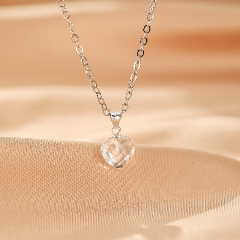 Collier Cristal de Roche Cœur Argent 925 Pendentif Purification - Biloria