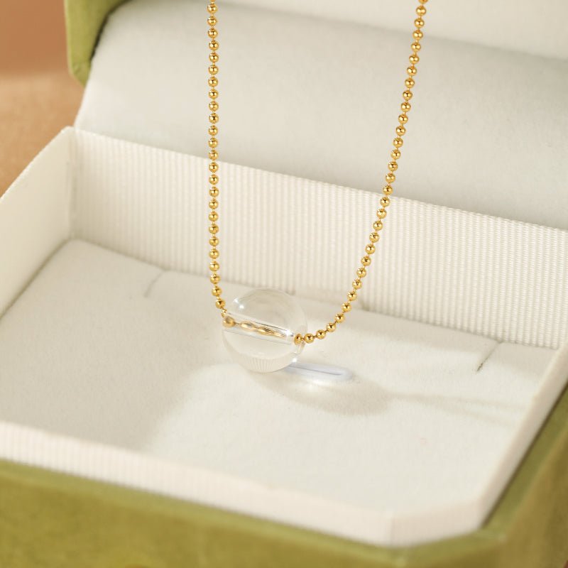 Collier Cristal de Roche Pendentif Acier Inoxydable - Biloria