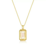 Collier Cristal de Roche Platine Argent Plaqué Or 10K - Biloria