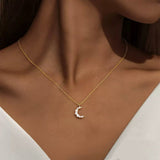 Collier Croissant de Lune Opale Argent Plaqué Or - Biloria