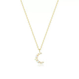 Collier Croissant de Lune Opale Argent Plaqué Or - Biloria