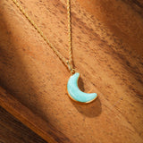 Collier Croissant Lune Amazonite Argent Plaqué Or - Biloria