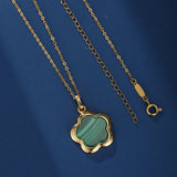 Collier en Malachite Étoile Fleur Argent Plaqué Or - Biloria