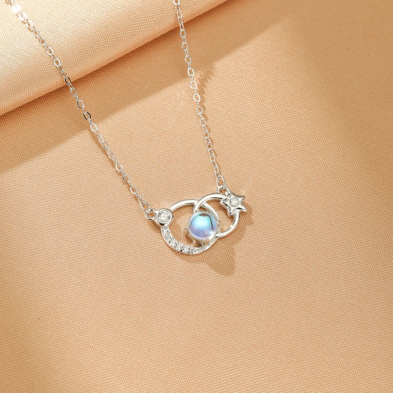 Collier en Pierre de Lune Argent 925 - Bijou Céleste Intuition - Biloria
