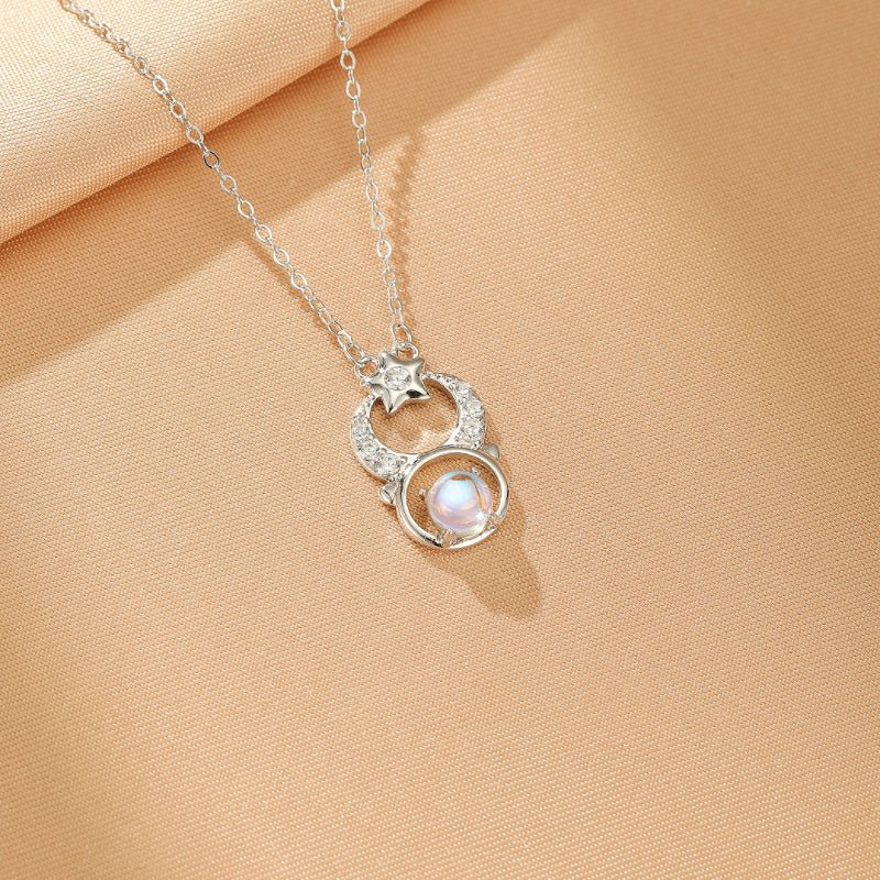 Collier en Pierre de Lune Argent 925 - Bijou Céleste Intuition - Biloria