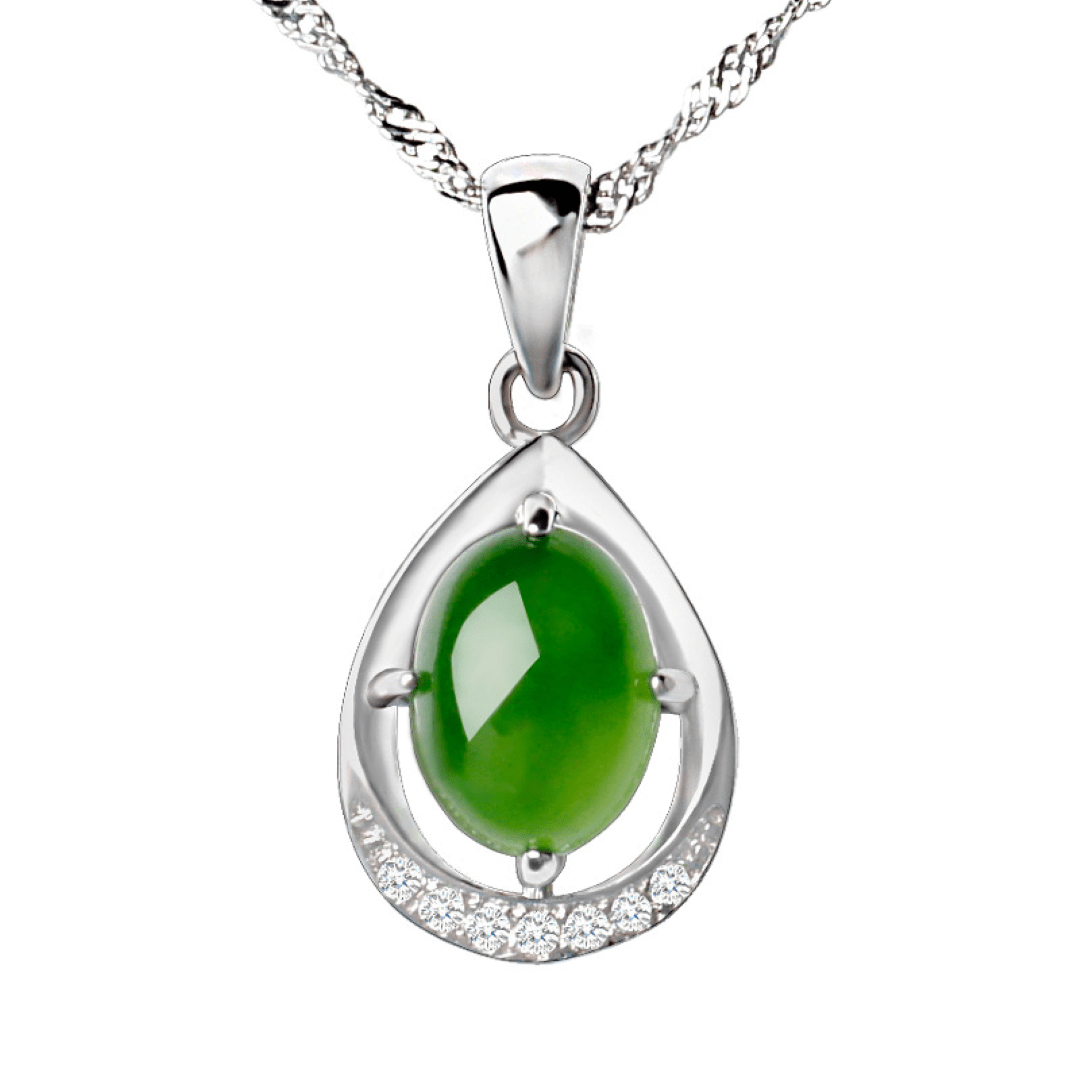 Collier Goutte de Jade Vert, Harmonie et Sérénité - Biloria