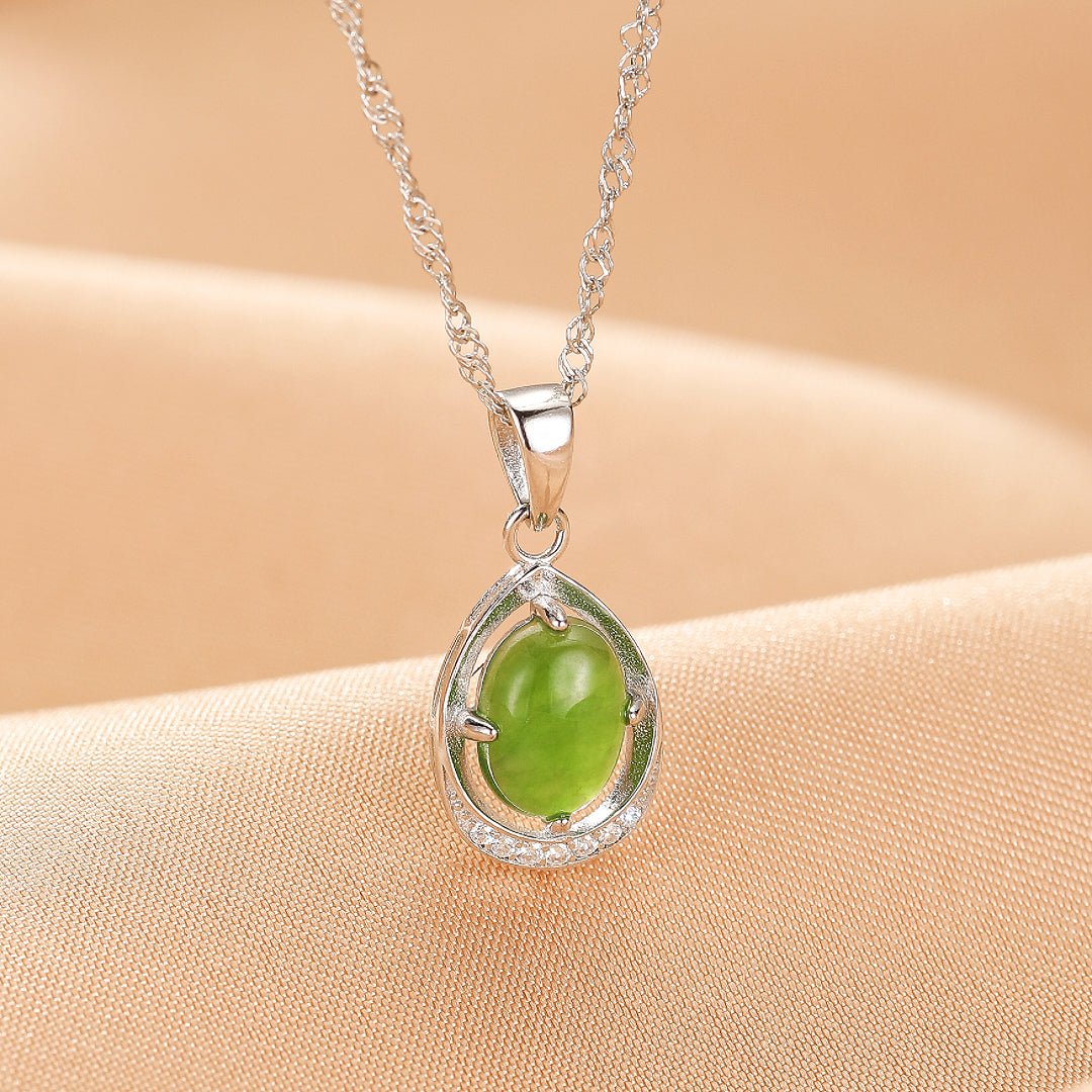 Collier Goutte de Jade Vert, Harmonie et Sérénité - Biloria
