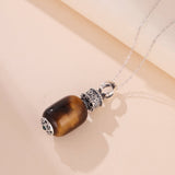 Collier Goutte Œil de Tigre Six Mantras – Bijou Argent Protection - Biloria
