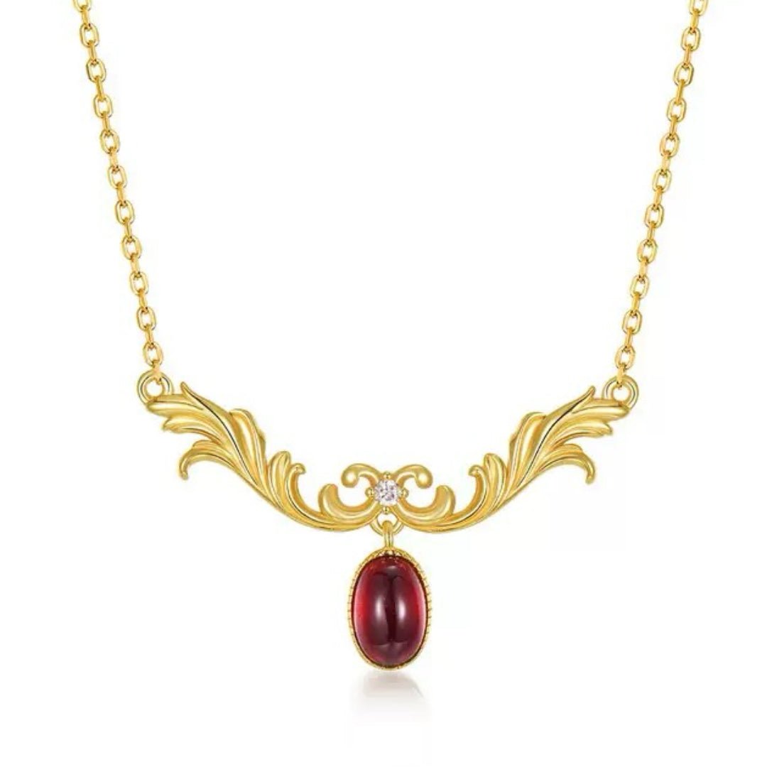 Collier Grenat Argent Plaqué Or Aria des Rois - Biloria