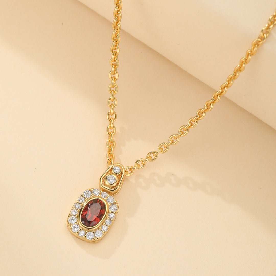 Collier Grenat Brise Douce Argent Plaqué Or - Harmonie Feng Shui - Biloria