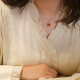 Collier Grenat Jardin Enchanté Argent Plaqué Or - Biloria