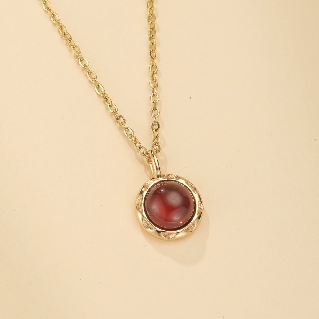 Collier Grenat Rouge Passion - Argent Plaqué Or 10K - Biloria