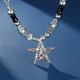 Collier Hématite Homme avec Pendentif Étoile Martelée - Biloria
