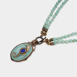 Collier Hippocampe Amazonite Lapis Lazuli Longue Chaîne Réglable - Biloria