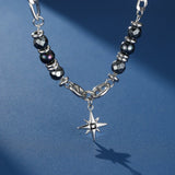 Collier Homme Hématite et Obsidienne – Pendentif Étoilé - Biloria