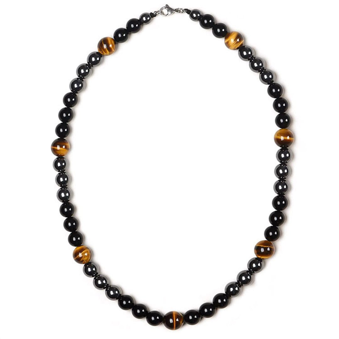 Collier Homme Hématite et Œil de Tigre – Bijou Force Minérale - Biloria