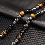 Collier Homme Hématite et Œil de Tigre – Bijou Force Minérale - Biloria