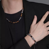 Collier Homme Hématite Œil de Tigre - Bracelet Ancre Force - Biloria