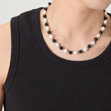 Collier Homme Nacre et Agate Noire Acier Inoxydable - Biloria