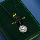 Collier Homme Obsidienne Médaillon Solaire Argent Massif - Biloria