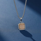Collier Homme Œil de Tigre Médaillon Géométrique Acier - Biloria