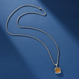 Collier Homme Œil de Tigre Médaillon Géométrique Acier - Biloria