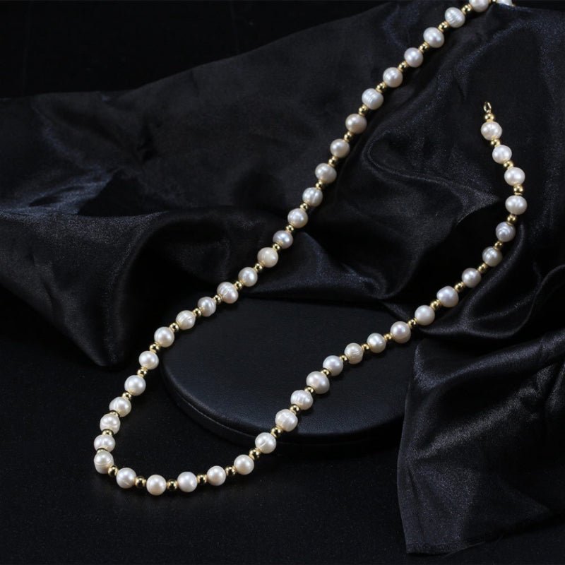 Collier Homme Perle Fines Argent Plaqué Or 51,5 cm - Biloria