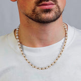 Collier Homme Perle Fines Argent Plaqué Or 51,5 cm - Biloria