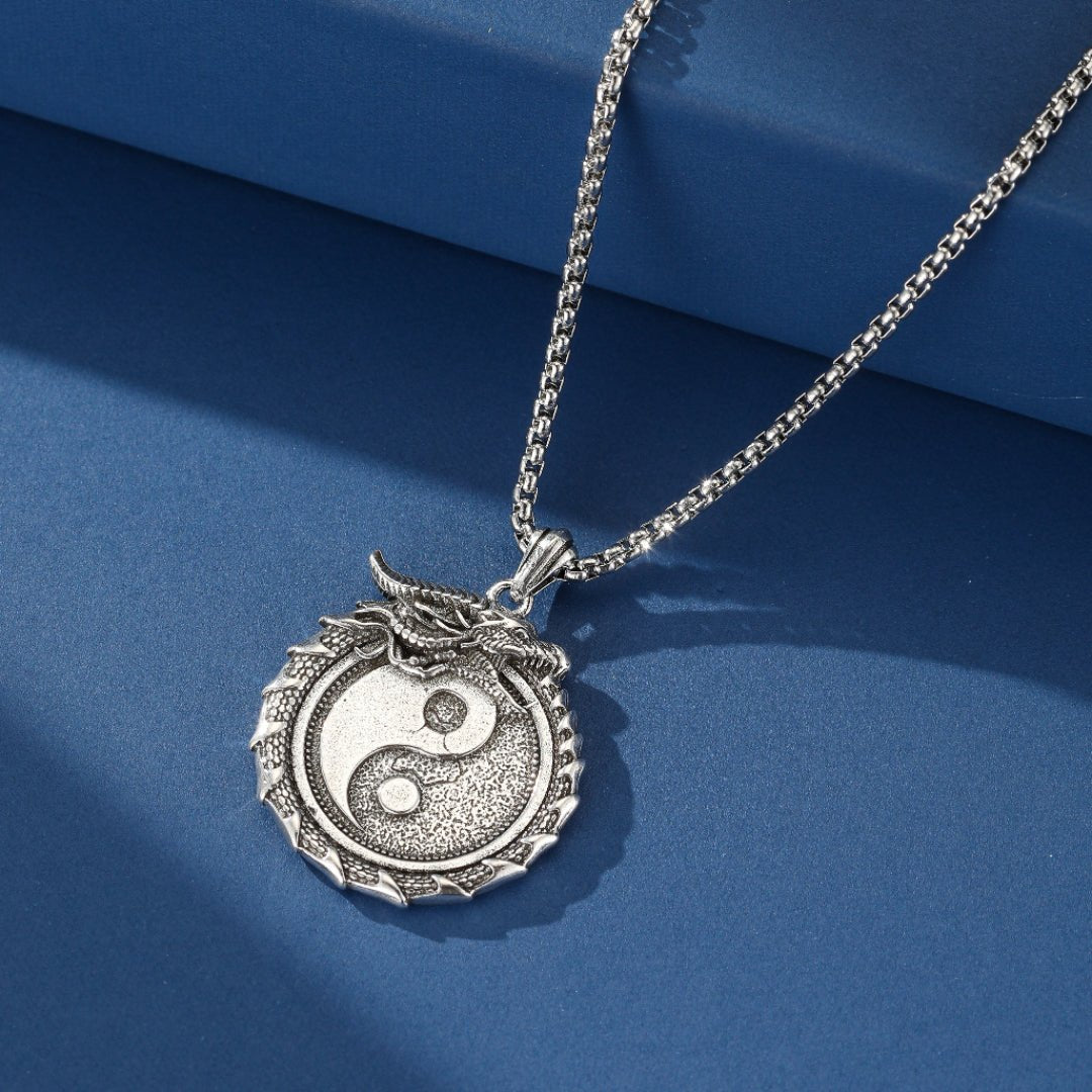 Collier Homme Yin Yang Dragon Force Interieure - Biloria