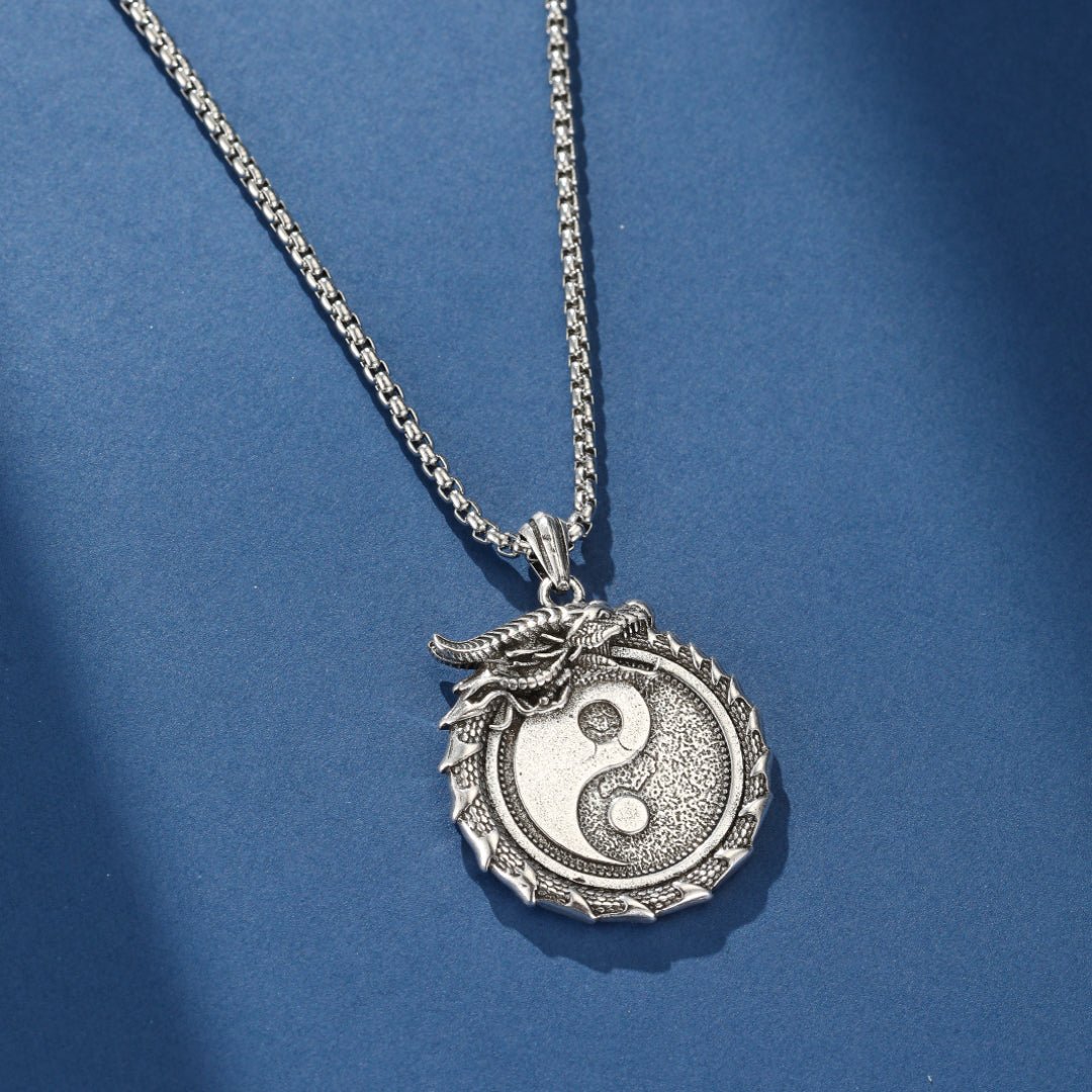 Collier Homme Yin Yang Dragon Force Interieure - Biloria