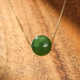 Collier Jade Argent 925, Pierre de Jade 9,5 mm, Longueur 45 cm - Biloria