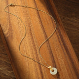 Collier Jade Blanc et Zircon - Grâce d'Œillet Argent Plaqué Or - Biloria