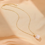 Collier Jade Blanc Papillon Argent Plaqué Or - Biloria