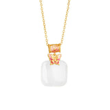 Collier Jade Blanc Papillon Argent Plaqué Or - Biloria