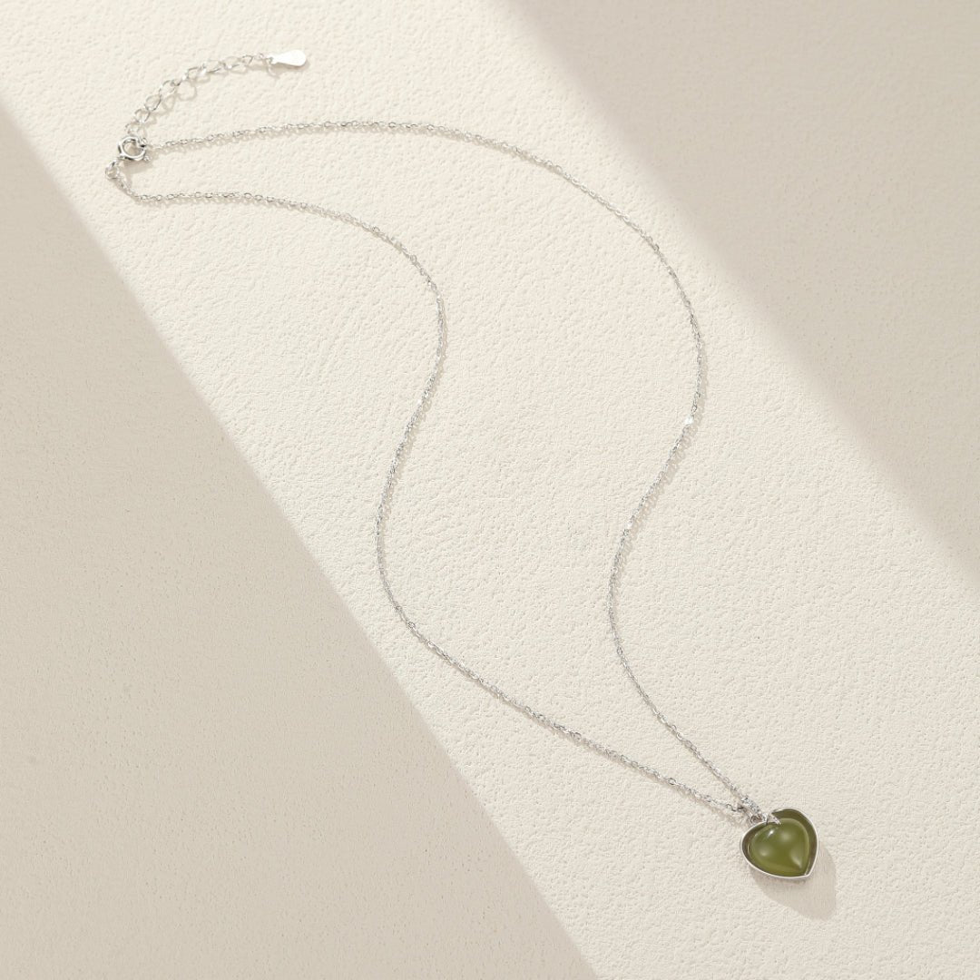 Collier Jade Cœur d'Éveil - Argent 925 | Pierre Naturelle - Biloria