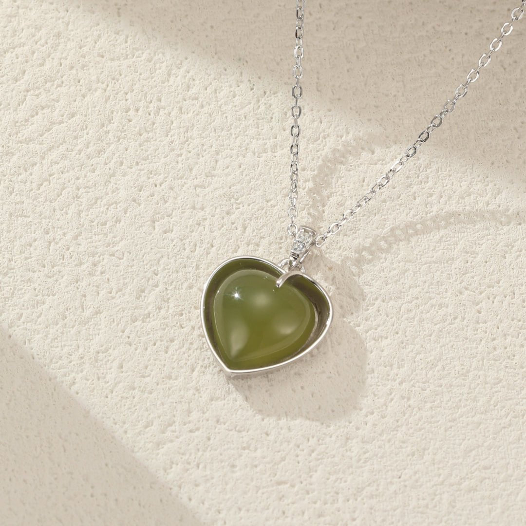 Collier Jade Cœur d'Éveil - Argent 925 | Pierre Naturelle - Biloria