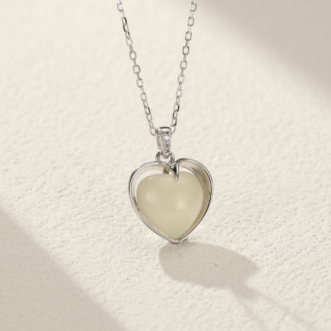 Collier Jade Cœur d'Éveil - Argent 925 | Pierre Naturelle - Biloria