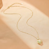 Collier Jade et Fleur Émaillée – Argent Plaqué Or, Lithothérapie - Biloria