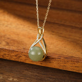 Collier Jade et symbole Infini en Argent plaqué Or - Biloria